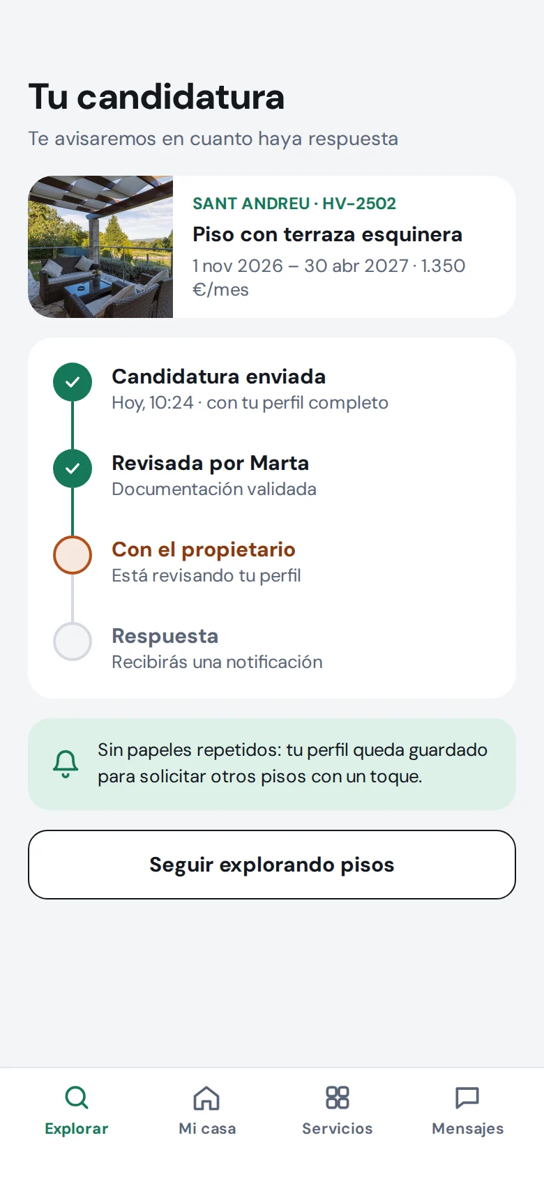 Estado de la candidatura paso a paso